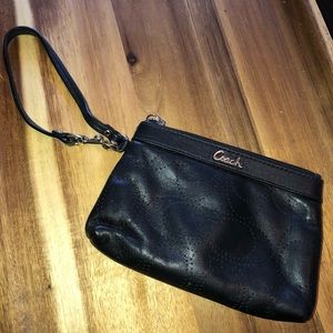Black Leather Coach Wristlet